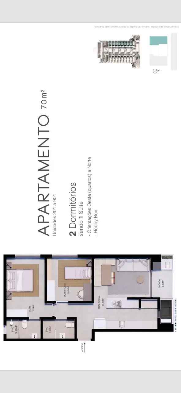 Apartamento 70m² 2 Dormitórios Varanda Florianópolis Dezembro 24