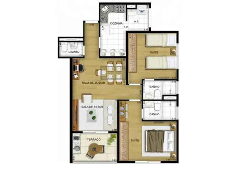 Apartamento 2 Suites Vila Andrade 64m2 Moveis Planejados Varanda Grill